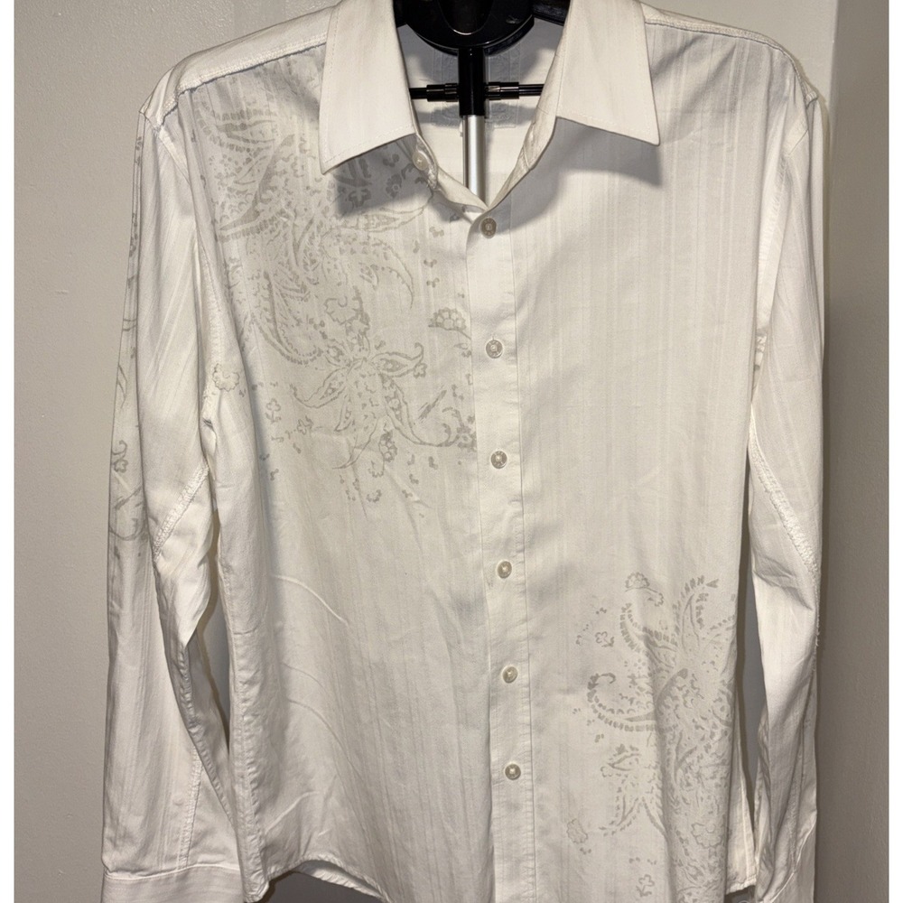 BKE Standard Fit Men's Textured Button Down long sleeve White Shirt Size XL